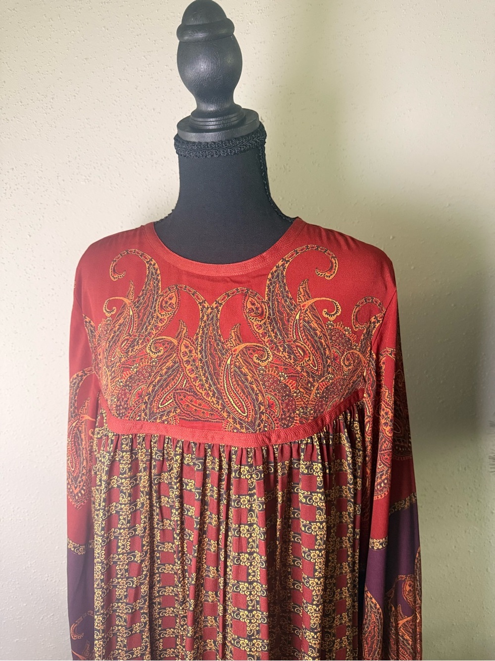 NWT Anthropologie Pinnacle by Shruti Sancheti Boho Paisley Long Sleeve Dress M - Picture 4 of 15